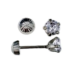 Aretes reversibles 3mm y circonia de 3mm plata