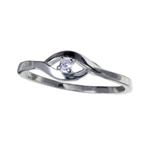 Anillo en forma de ojo con circonias al centro plata