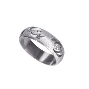 Argolla media caña diamantada plata