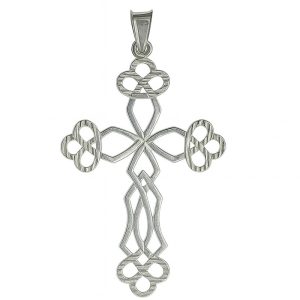 Dije de cruz calada diamantada plata