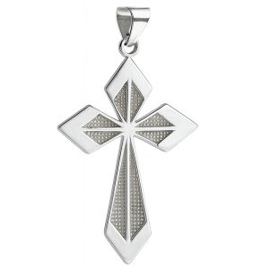 Dije de cruz con diseño de espada plata