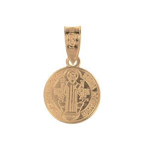 Dije de medalla de San Benito diámetro 8mm plata chapeada