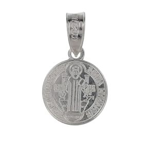 Dije de medalla de San Benito diámetro 11mm plata