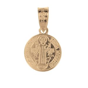 Dije de medalla de San Benito diámetro 11mm plata chapeada