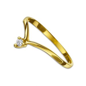 Anillo casual estilo en V con Diamante 2mm (4 pts) oro 10K
