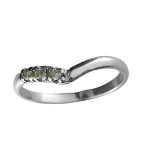 Argolla en "V" con 3 Diamantes de 1.75mm (9.3 pts) plata