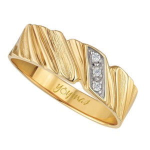 Argolla matrimonial con 3 Diamantes Oro 14K