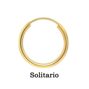 Arete de argolla solitaria con trabador de tubo diámetro 11mm ancho 1mm Oro 10K