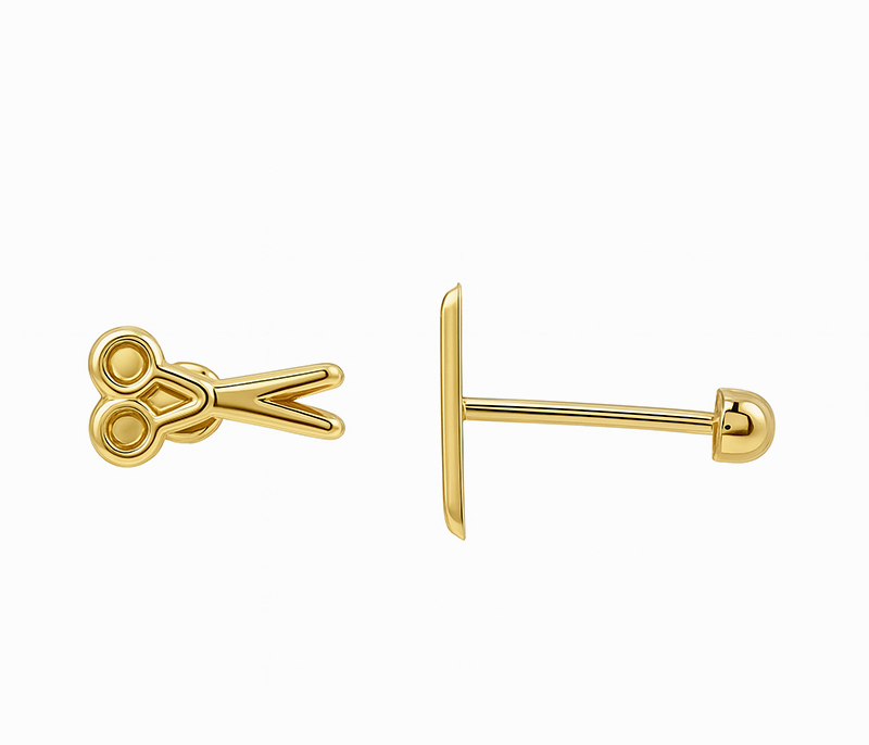 Aretes en forma de tijera Oro 10k