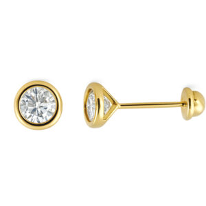 Aretes con circonia biselados oro 10K