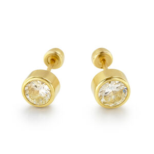 Aretes de tambor con circonia de 3mm Oro 10K