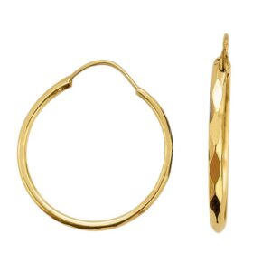 Aretes de argollas super fancy diamantadas diámetro 18.8mm ancho 1.6mm Oro 10K