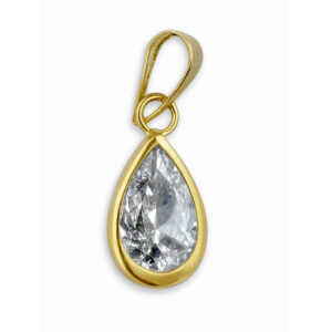 Dije con circonia de gota biselada Oro 10K