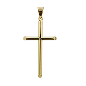 Dije de cruz super fancy lisa plano en las puntas alto 38.3mm ancho 24.6mm Oro 10K