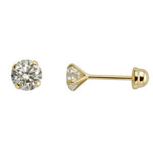 Aretes con circonia de 4mm oro 10K