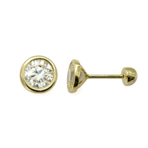 Aretes con circonia biselada de 5mm oro 10K