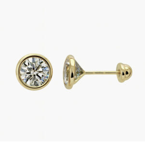 Aretes con circonia biselada de 4mm oro 10K