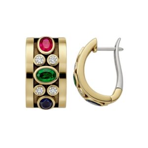 Aretes con circonias biseladas plata dorada