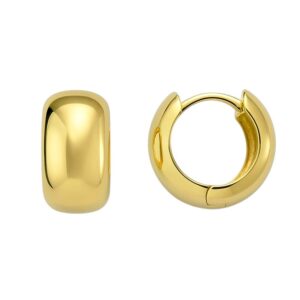 Aretes de argollas huggies lisas diáemtro 13mm plata dorada