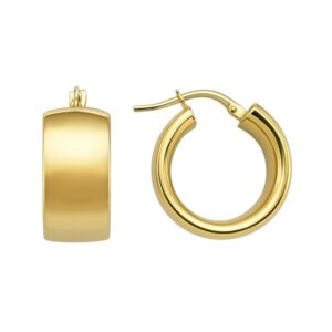 Aretes de argollas lisas planas diámetro 17mm plata dorada