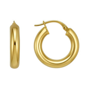 Aretes de argollas lisas super fancy diámetro 18mm plata dorada