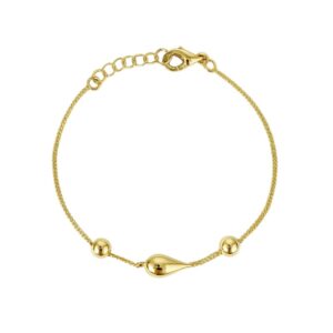 Pulsera tejido Forzatina con dijes de bolitas y gota plata dorada