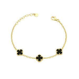 Pulsera tejido Eslabonada de Van Cleef crystal Negro plata dorada