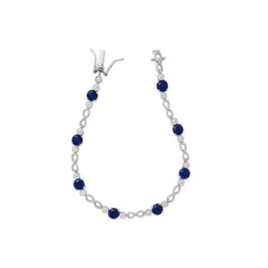 Pulsera Fancy con infinitos y trébol con circonias azules plata