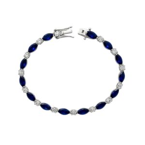 Pulsera Fancy con circonias marquesa Azul y circonias plata