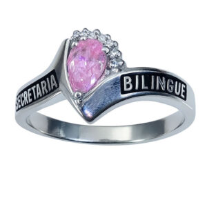 Anillo graduación Nova circonia de gota y 6 circonias en la parte superior plata