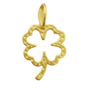 Dije de flor de trebol calada diamantada oro 14K