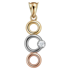 Dije de 3 circulos calados fancy con circonia 3 oros 10K