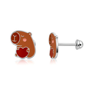 Aretes de figura de Capibara plata