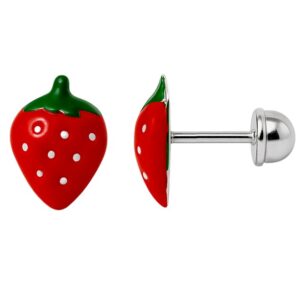 Aretes de figura de fresita plata