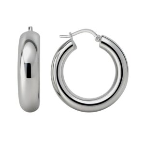 Aretes de argollas lisas plata