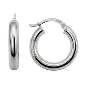 Aretes de argollas lisas plata