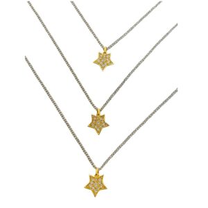 Gargantilla triple forzatina 3 estrellas doradas con circonias plata