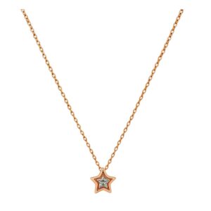 Gargantilla eslabonada dije estrella con circonia 9mm biselada plata rosada