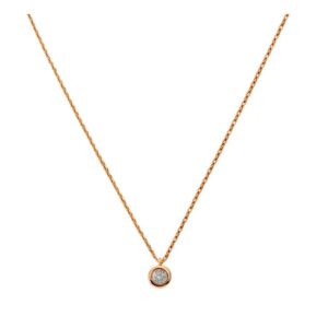 Gargantilla eslabonada con dije de circonia biselada 4mm plata rosada