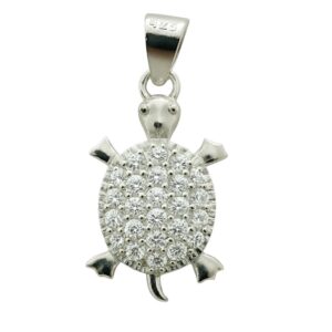 Dije de figura de tortuga con circonias en el caparazon plata