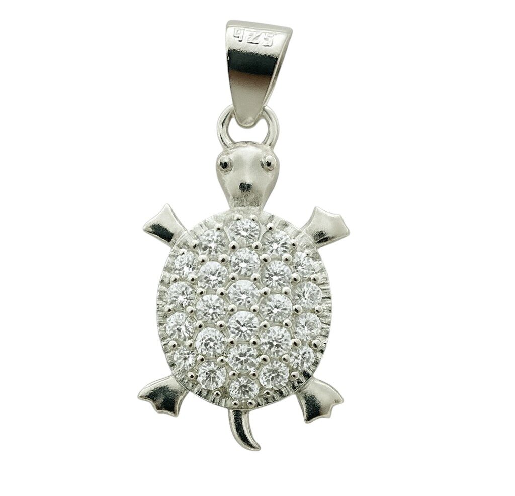 Dije de figura de tortuga con circonias plata