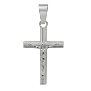 Dije de cruz francy con crusifijo plata