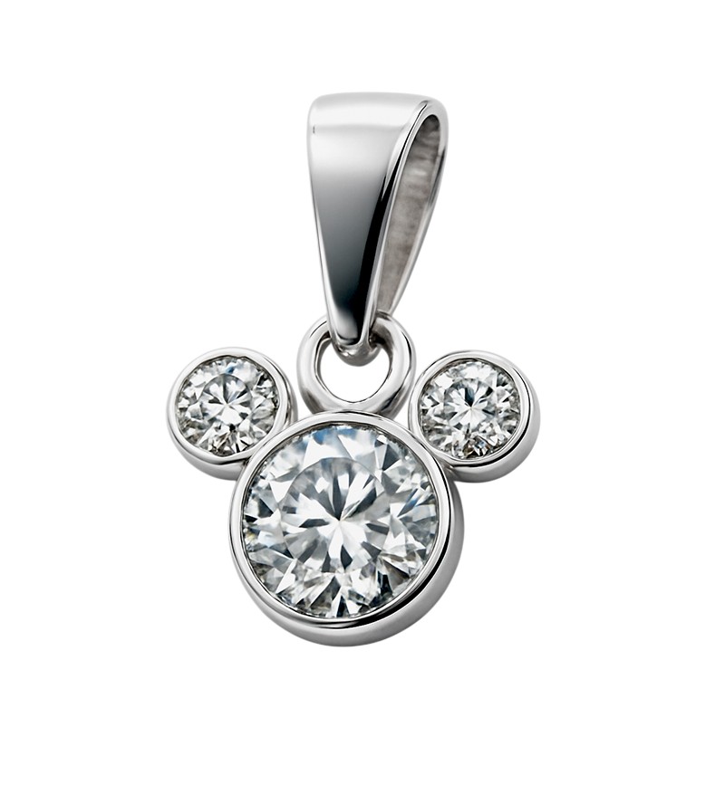 Dije en forma de cara Mickey Mouse con circonias plata