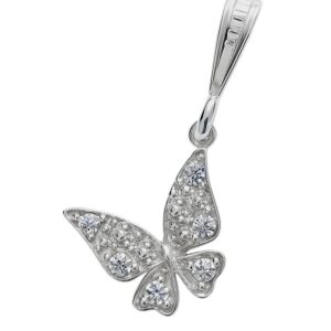 Dije mariposa diamantada con 3 circonias a cada ala plata