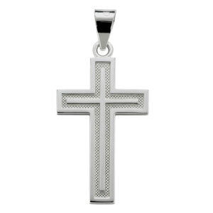 Dije de cruz con fondo diamantado con cruz lisa al centro plata