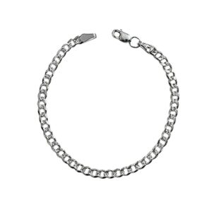 Pulsera tejido cubana diamantada plata