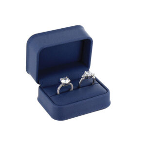 Caja de empaque de cuero sintetico para duo de argollas color azul >5,000