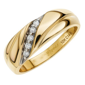 Argolla con 5 Diamantes Oro 10K