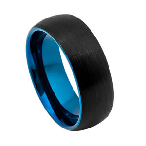 Argolla negro mate interior azul Tungs. 8mm