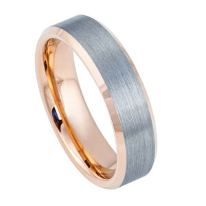 Argolla gris mate al centro y orilla rosado  Tungs. 6mm